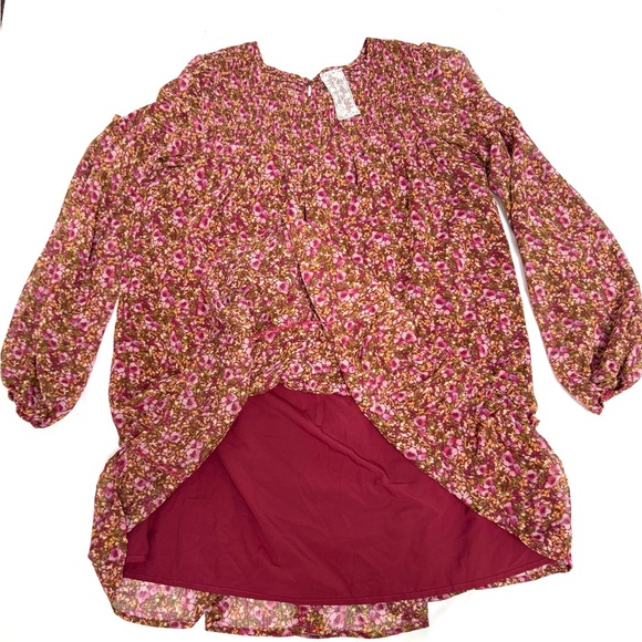 Sadie & Sage "Dear Rosaline" Floral Mini Shift Dress Long-Sleeve Ruffle Dress - Picture 8 of 8